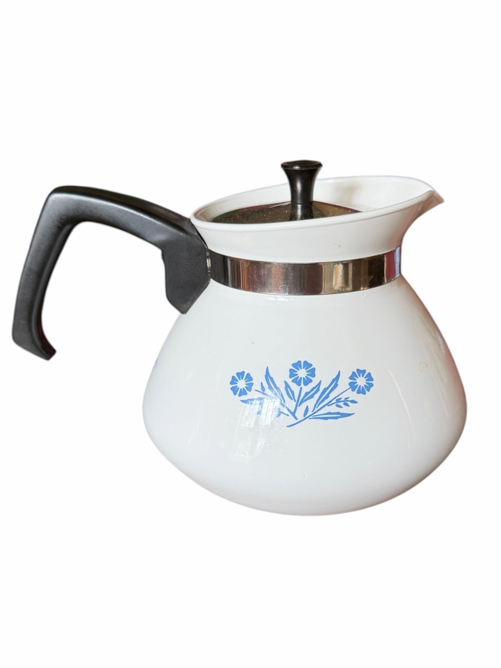 Vintage Blue Cornflower Corning Ware 6 Cup Stovetop Tea Pot 1960’s EC